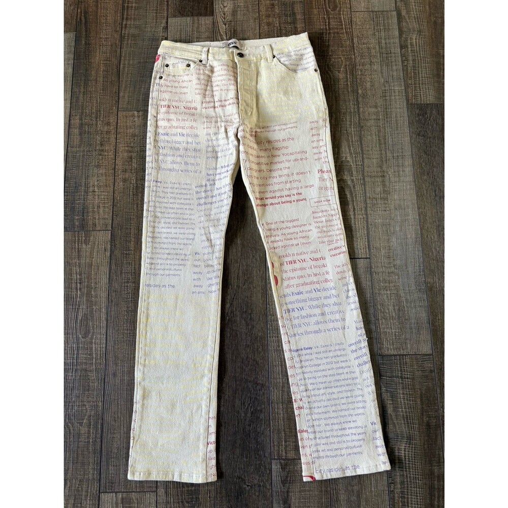 Men’s Tier NYC News Logo Slim Straight Jeans Sz. XS NWOT